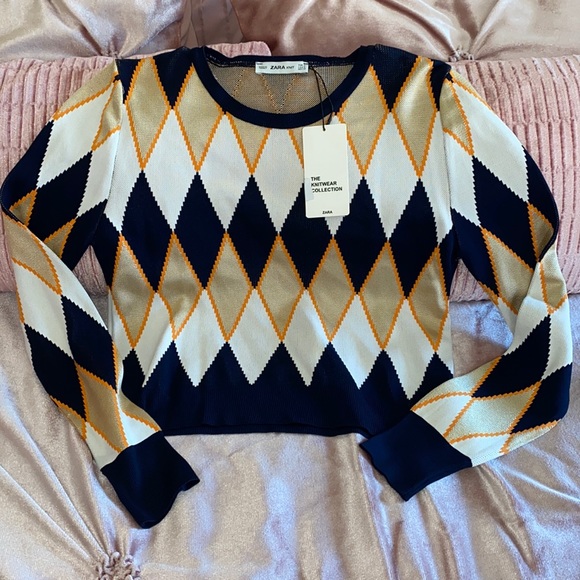 Zara | Sweaters | Zara Diamond Pattern 